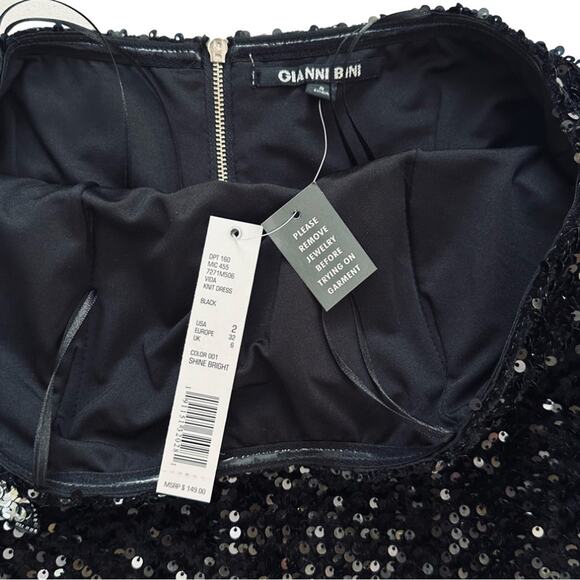 Gianni Bini Dress Vida Black Sequin Strapless Formal Black Tie Midi Size 2 NEW - Picture 3 of 15